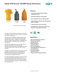 Thumbnail of document Data Sheet - 2750 pH/ORP Sensor Electronics